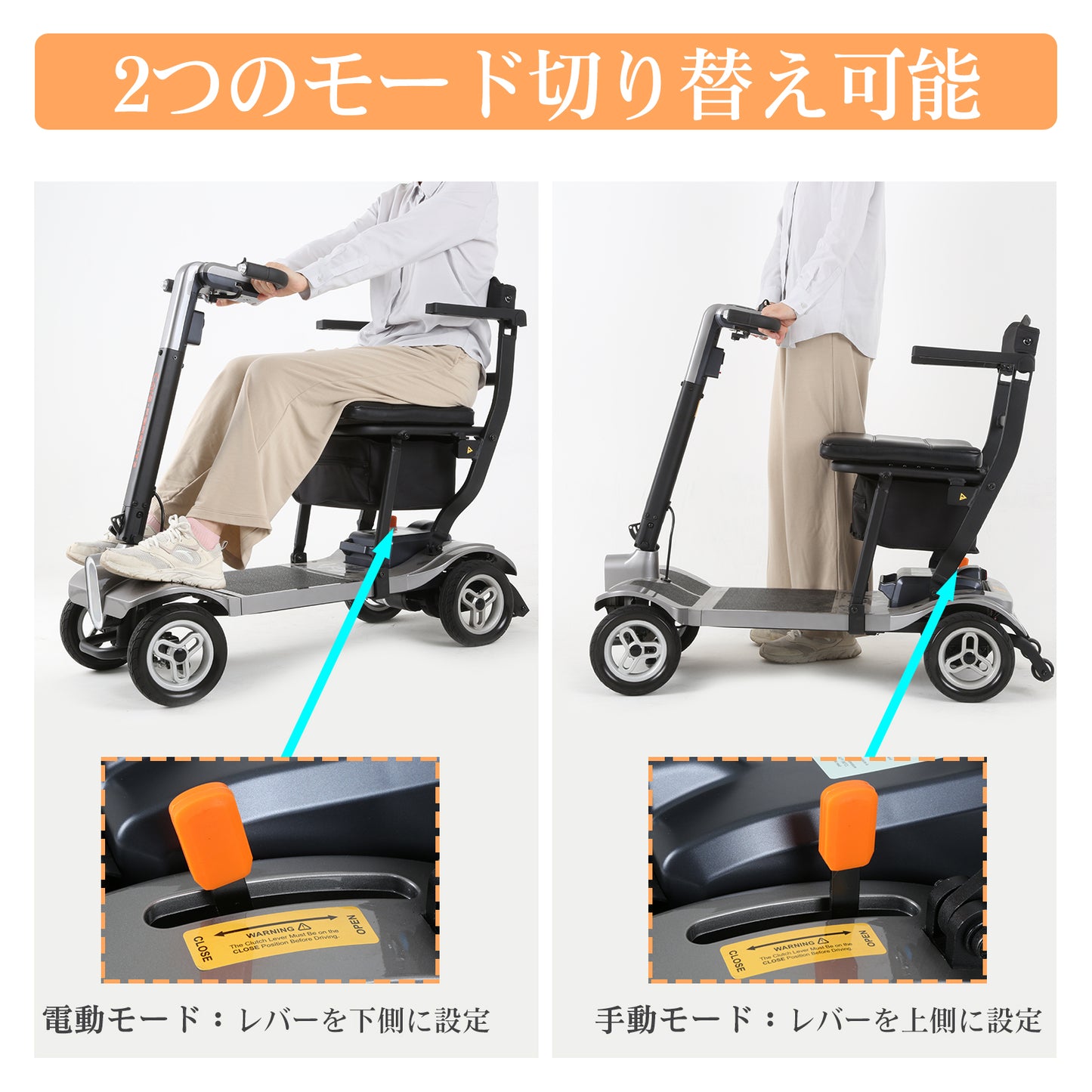 Care-Parents 電動車椅子 電動シニアカート 折り畳み 組み立て不要 軽量17.4kg コンパクト リチウムイオン電池 電磁ブレーキ 運転免許不要 耐荷重125kg 前照灯付き 高齢者用 歩行補助(CP-DF100)
