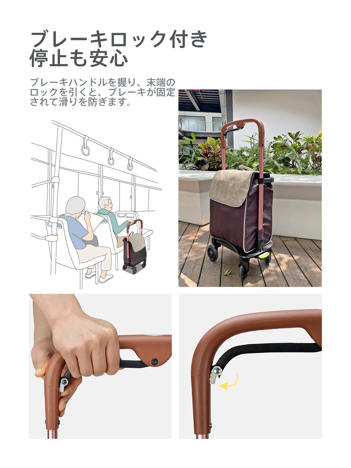 Care-Parents ショッピングキャリー ショッピングカート 横押し 買い物カート 軽量カート コンパクト 静音タイヤ 大容量40L (CP-F00R)