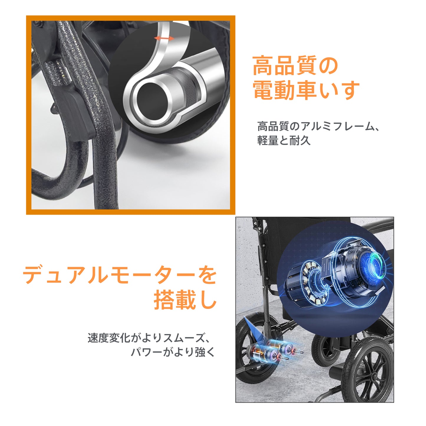 Care-Parents 電動車椅子 折りたたみ式 電磁ブレーキ リチウム電池*1(取り外し不可) 20km航続可能 (CP-D3F)