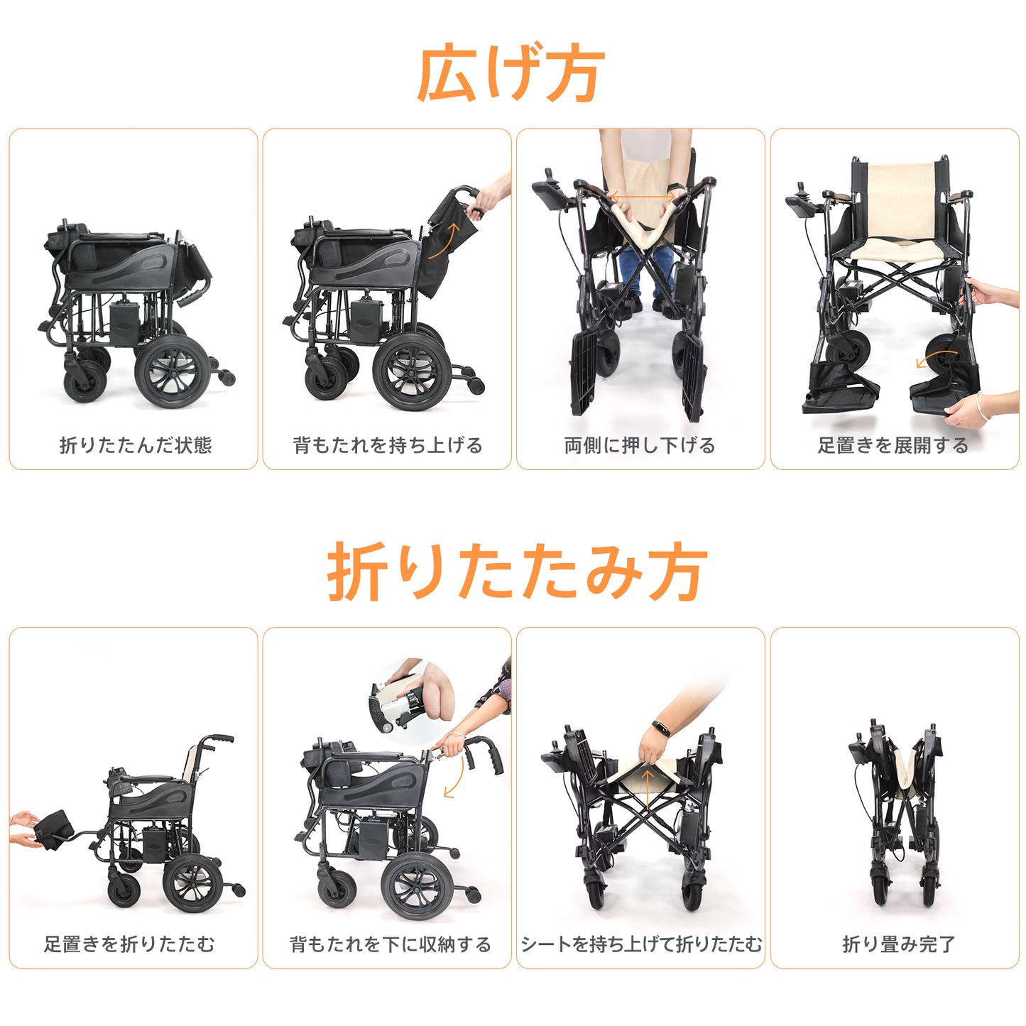 Care-Parents 電動車椅子 折りたたみ式 電磁ブレーキ リチウム電池*1(取り外し不可) 20km航続可能 (CP-D3F)