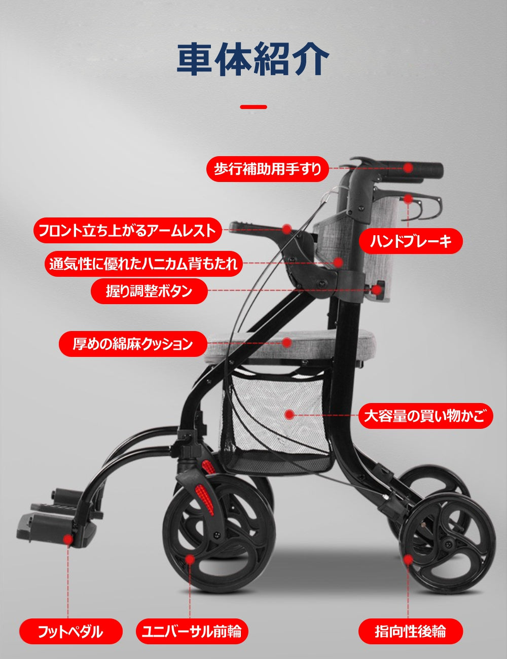 Care-Parents シルバーカー 多機能 手押し車 (CP-9269)