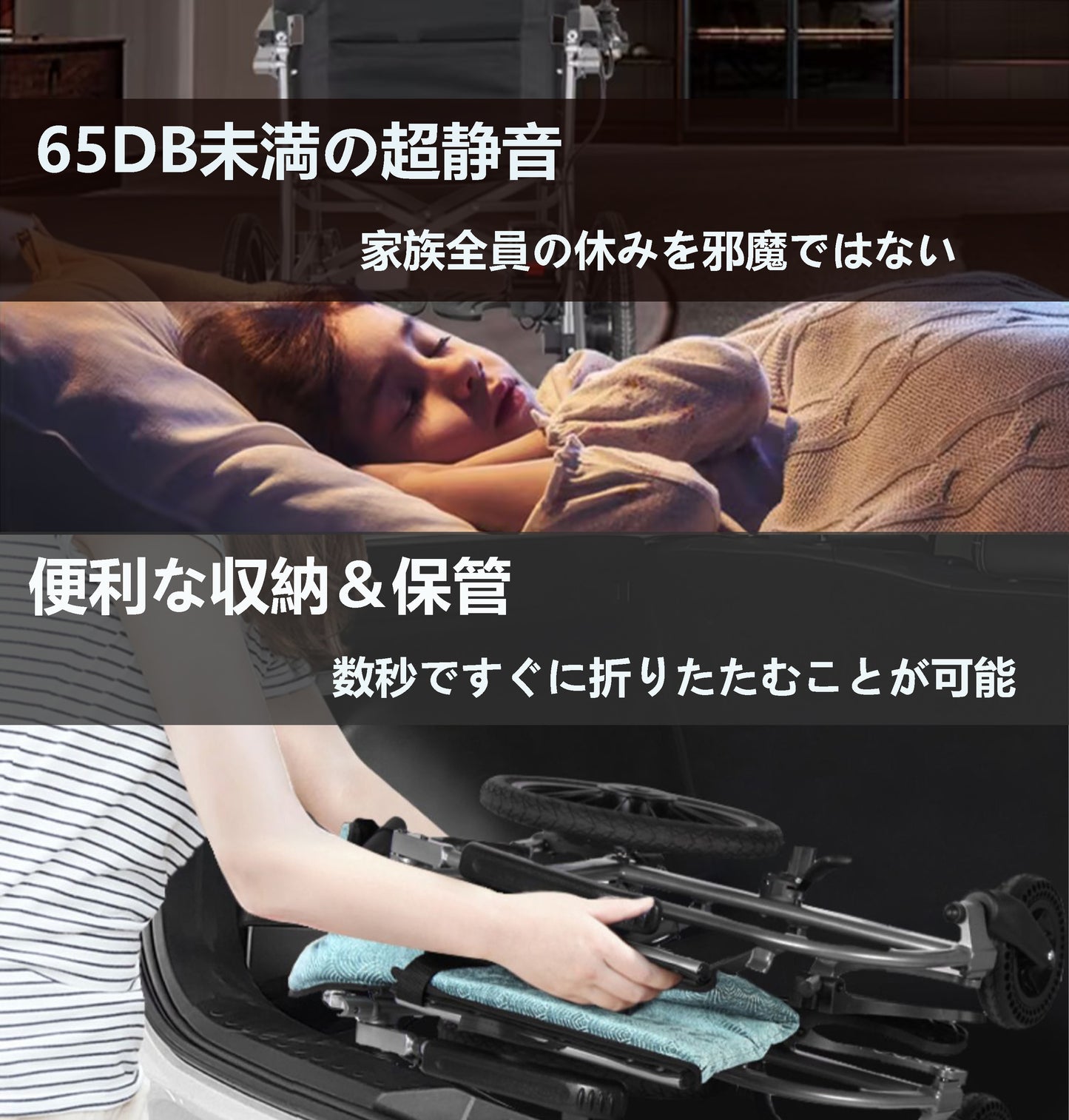 Care-Parents 電動車椅子 折りたたみ式車いす 電磁自動ブレーキ 介助・自走 兼用 (CP-D3E)