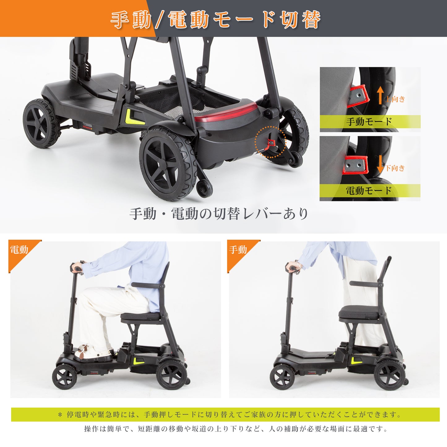 Care-parents 電動シニアカー 電動車椅子 折り畳み式 軽量 コンパクト（16.8kg） 耐荷重120kg 15km航続 PUソリッドタイヤ LEDヘッドライト 手動/電動デュアルモード 2WAY充電 リチウム電池 自走式 介助用 高齢者 障害者 初心者（CP-985S）
