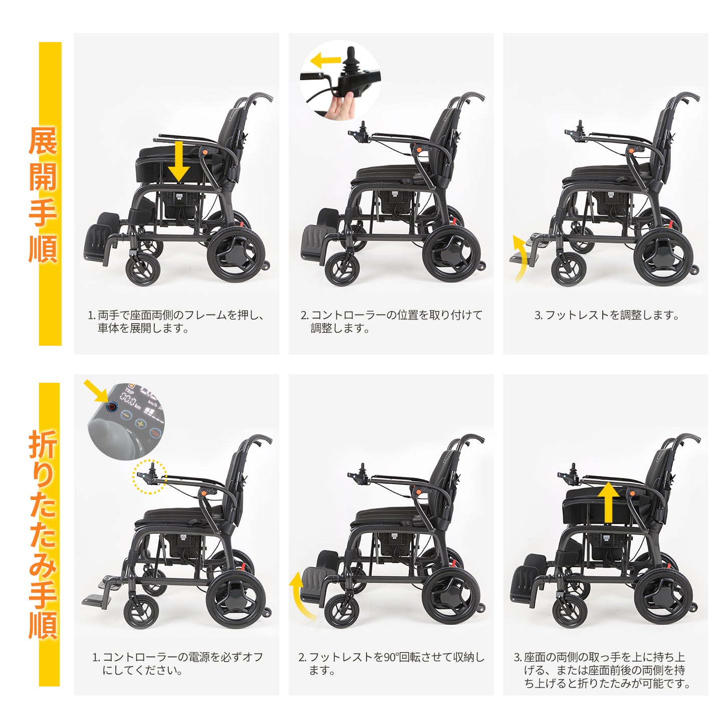 Care-Parents 電動車椅子 折り畳み 軽量 コンパクト カーボンファイバー 電動車いす 14kg 18km 全地形対応 左右手対応コントローラー 運転免許不要  リチウムバッテリー 介助用 自走式 高齢者用 車いす（CP-CN501）