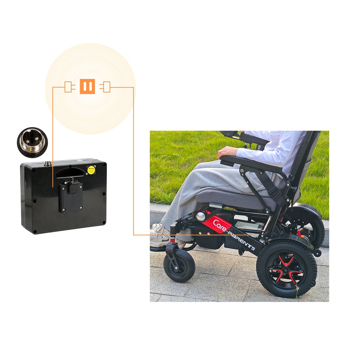 Care-Parents リチウムイオンバッテリー 一枚付き 24V 12AH 電動車椅子バッテリー 250Wモーター用 電動車椅子CP-D7301専用(CP-D7301DC)