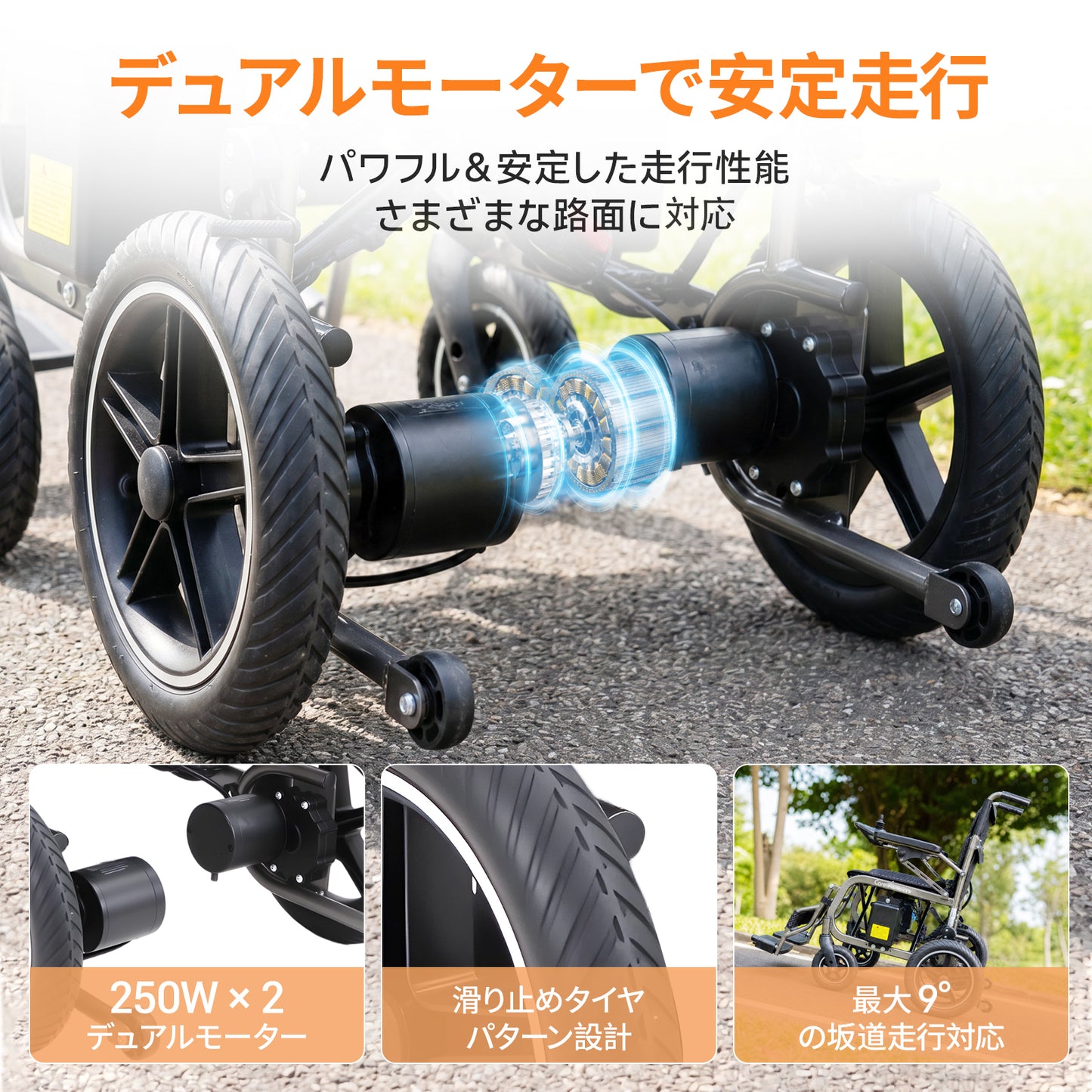 Care-Parents 電動車椅子 20km走行 250Wダブルモーター 12Ahバッテリー(CP-YS12)