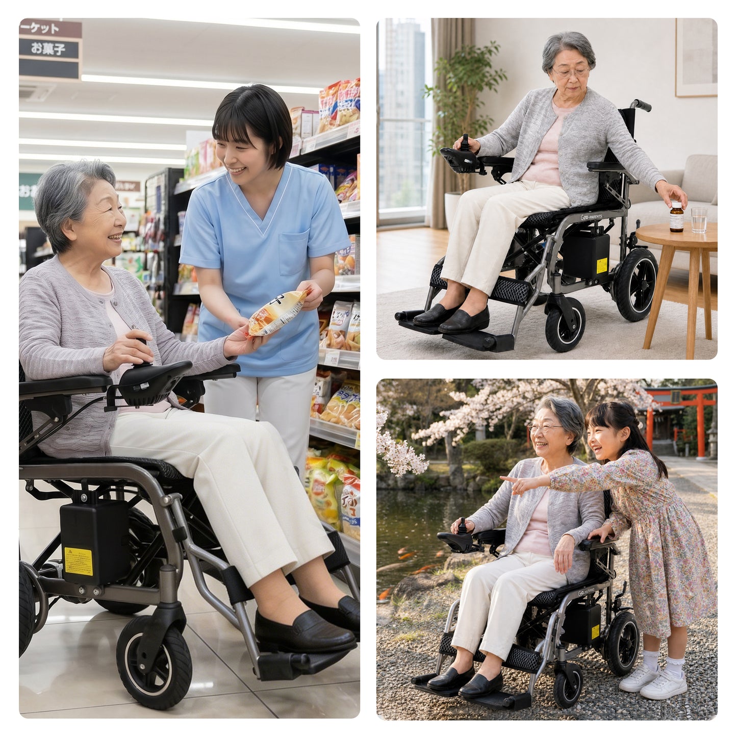 Care-Parents 電動車椅子 20km走行 250Wダブルモーター 12Ahバッテリー(CP-YS12)