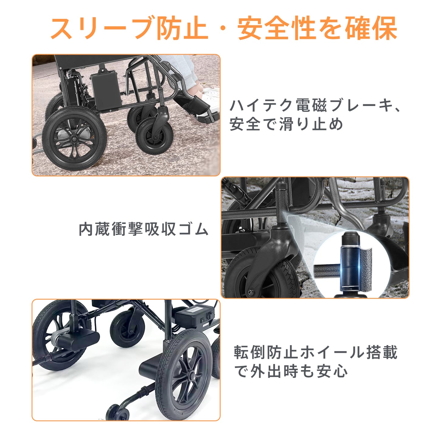 Care-Parents 電動車椅子 折りたたみ式 電磁ブレーキ  リチウム電池*1(取り外し不可) 20km航続可能 (CP-D3F)